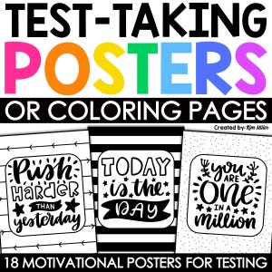 Testing Motivation Coloring Pages & Posters Test Prep Encouragement for Students Motivational State Testing Classroom Decor Bulletin Board