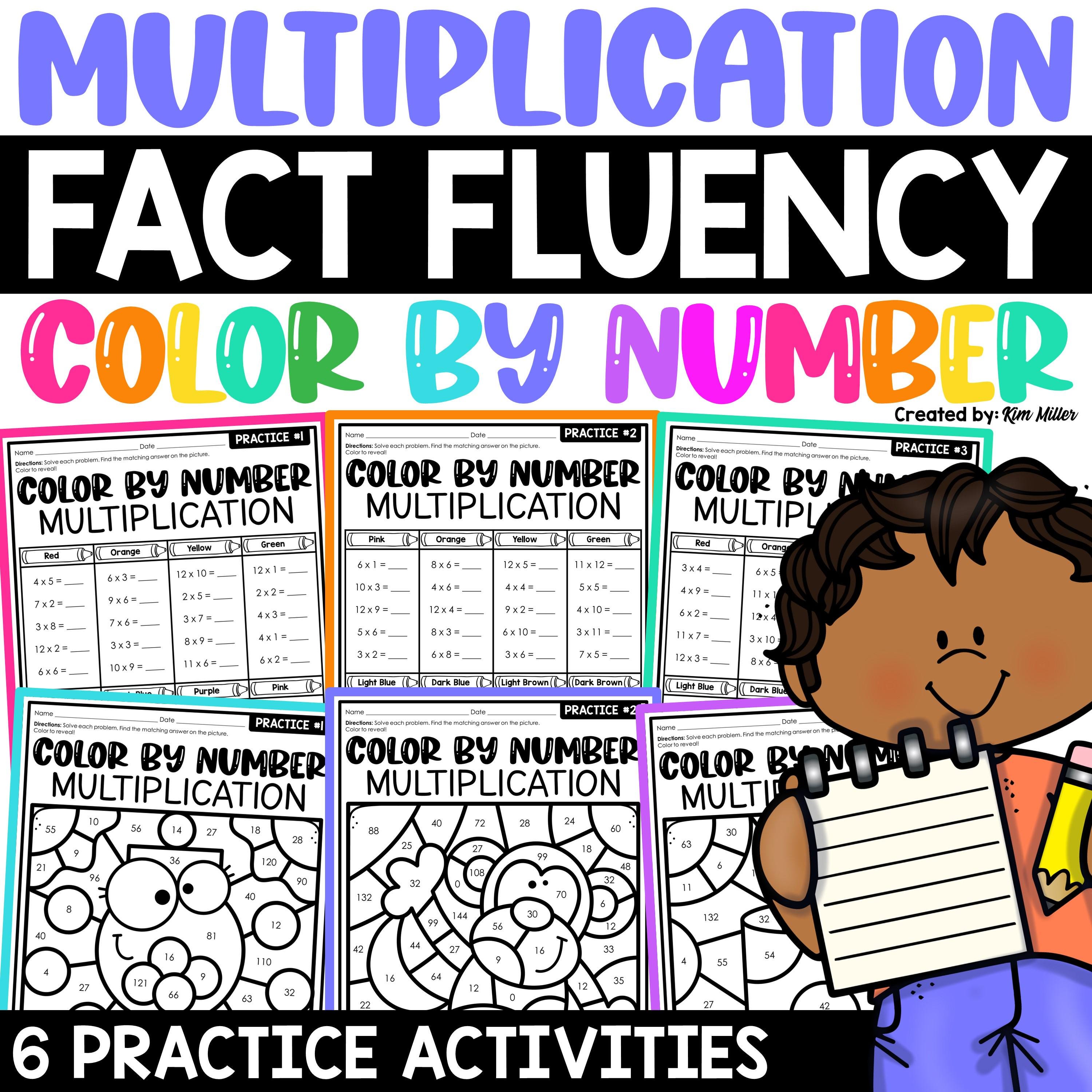 Multiplication Color by Number Worksheets | Fact Fluency Practice 3rd ...
