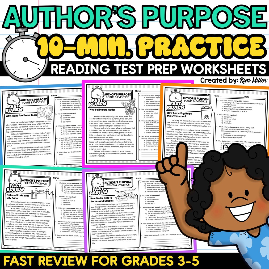 Author’s Purpose Passages & Worksheets for 3rd 4th 5th Grade | Reading ...
