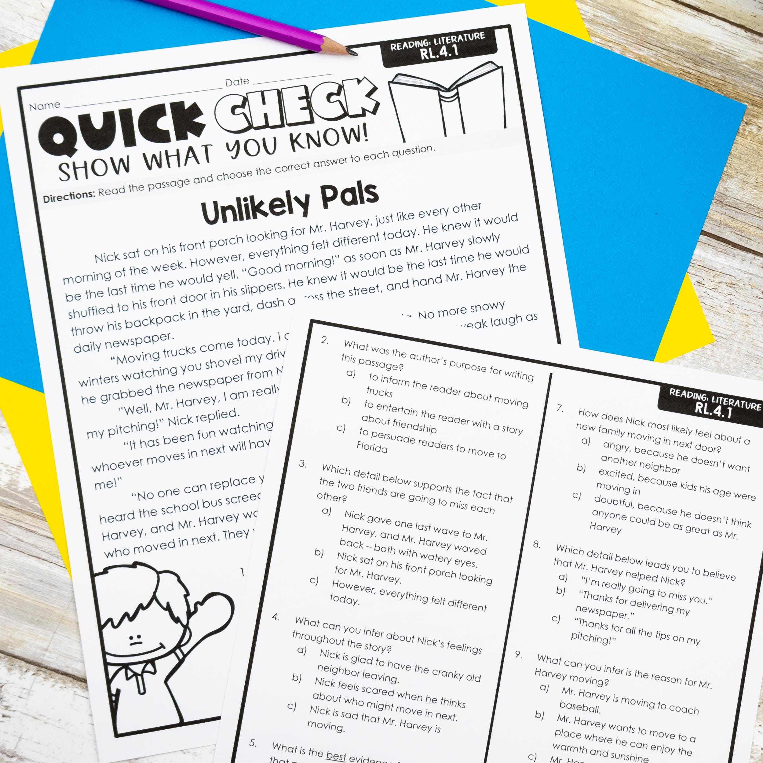 4th Grade Math and Reading Test Prep BUNDLE, Review Worksheets and ...