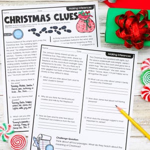 Fichas de lectura navideñas para 4.º y 5.º grado / Paquete imprimible listo para usar / Educación en casa navideña, descarga instantánea imagen 12