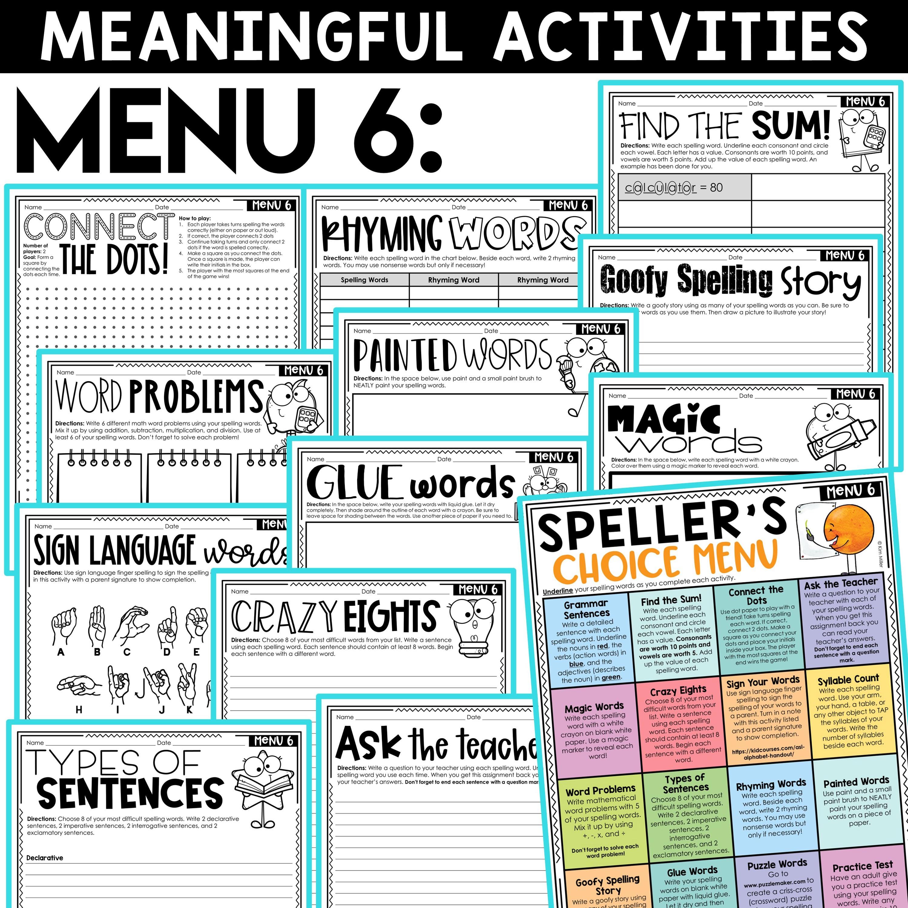 Spelling Word Work 3rd 4th 5th Grade Spelling Practice Activities ...