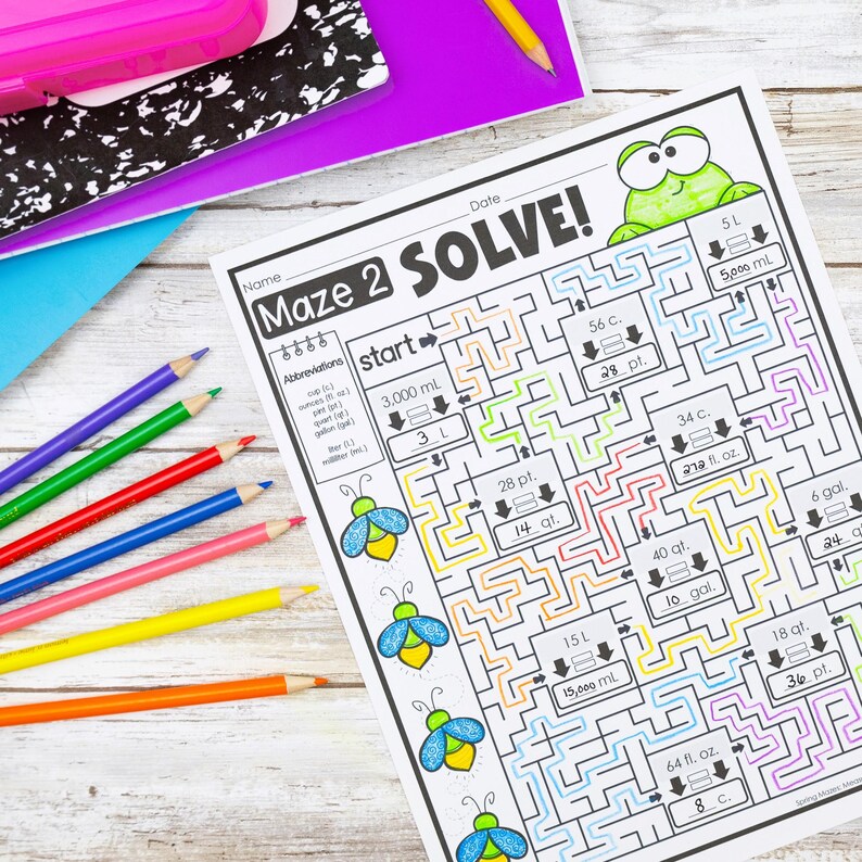 Measurement Conversion Math Mazes | Metric & Customary Worksheets for ...