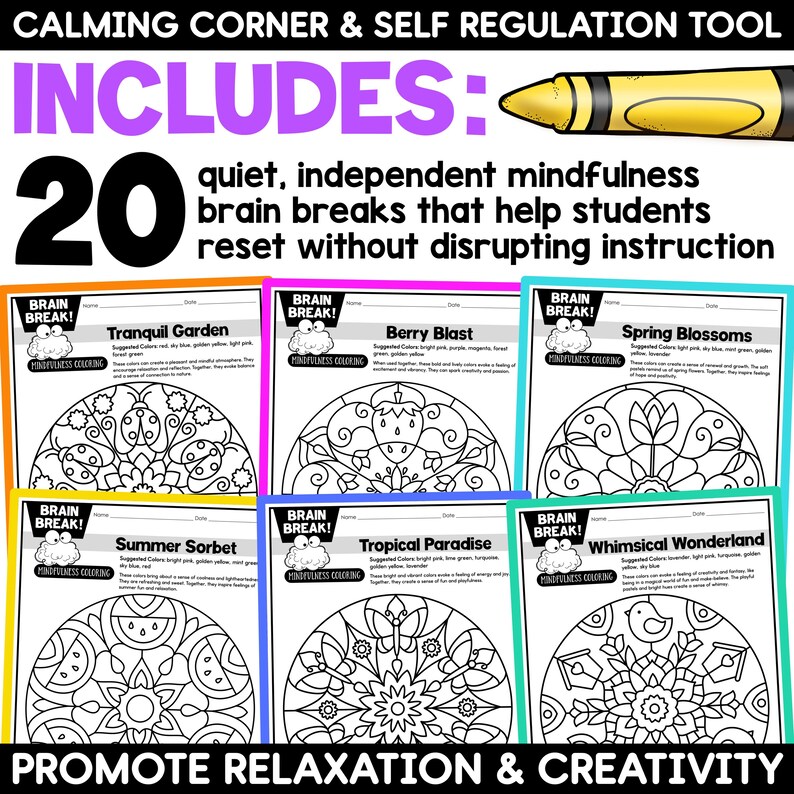 Mindfulness Coloring Pages Activities for Kids | Coloring Pages for ...
