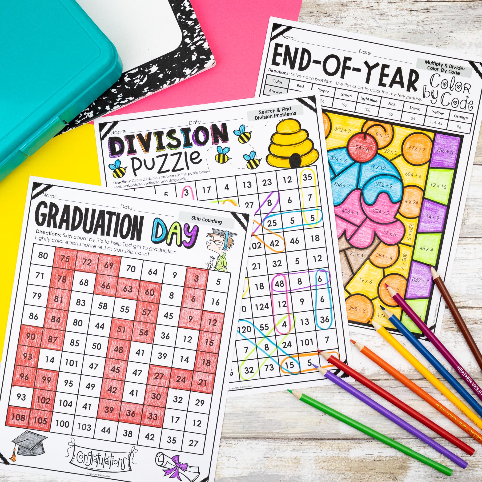 End of the Year Activities Reading Math Worksheets 4th 5th Grade Last ...