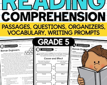 5th Grade Reading Comprehension Passages with Questions, Graphic Organizers, Vocabulary, Writing Prompts, Fiction & Nonfiction