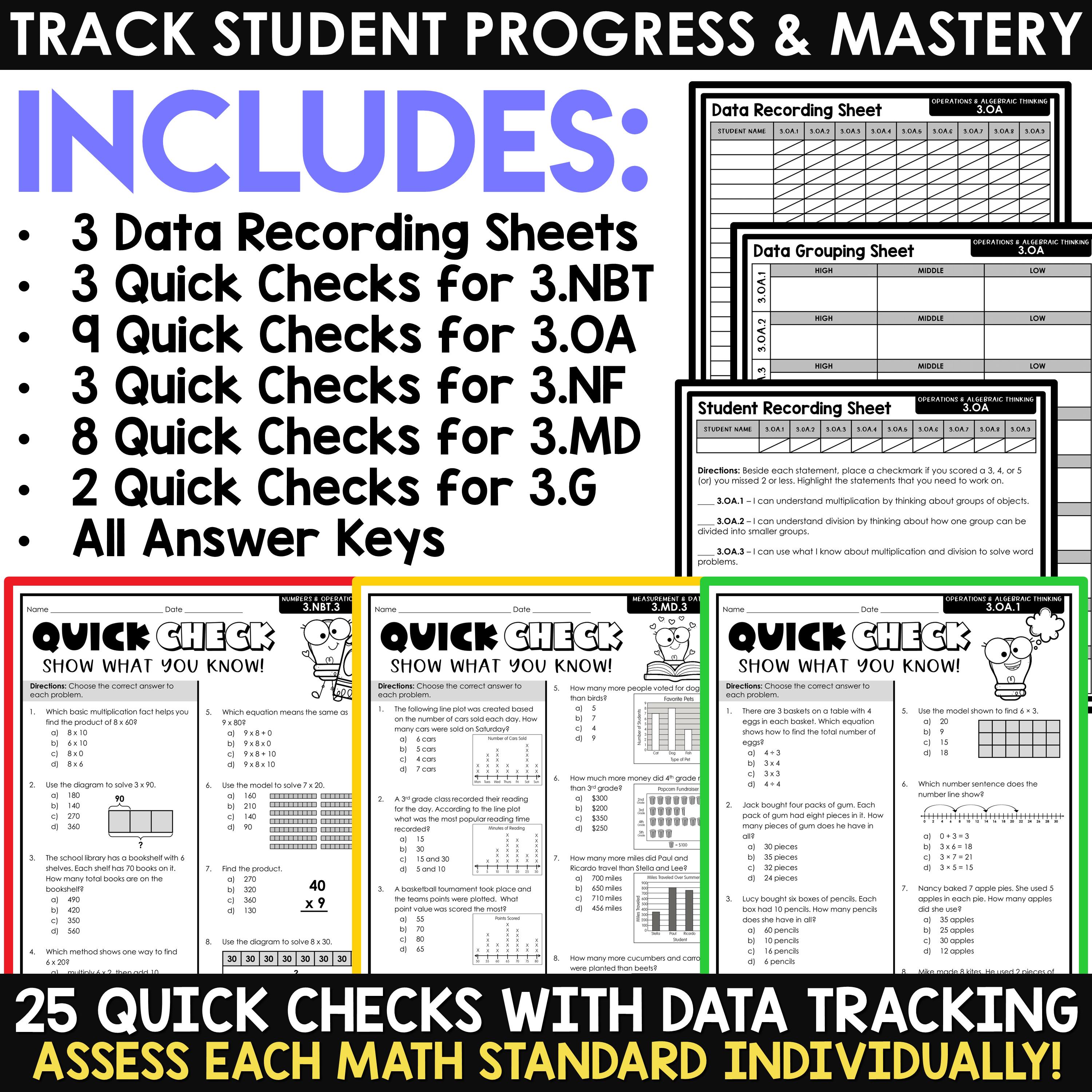 3rd Grade Math and Reading Test Prep Bundle | Worksheets, Review Packet ...