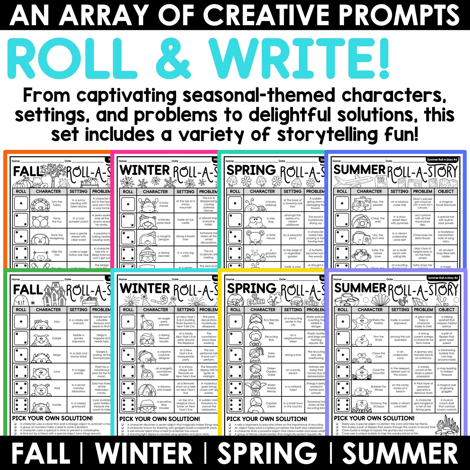 Writing Prompts for Kids Creative Writing Prompts Worksheets Roll and ...