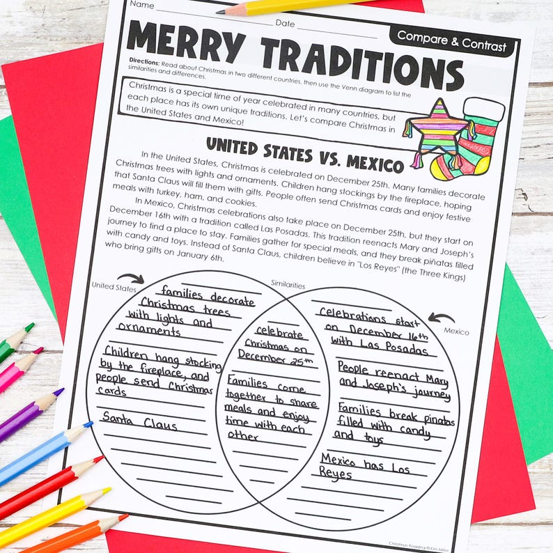 Fichas de lectura navideñas para 4.º y 5.º grado / Paquete imprimible listo para usar / Educación en casa navideña, descarga instantánea imagen 14
