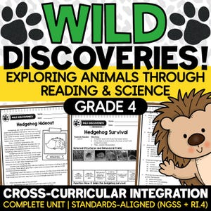 4th Grade Science Unit Animal Adaptations, Animal Structures and Functions, Animal Traits and Senses | NGSS + RI.4 Aligned