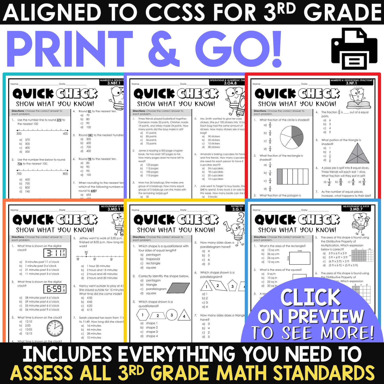 3rd Grade Math Worksheet, 3rd Grade Math Printable, Third Grade Math ...
