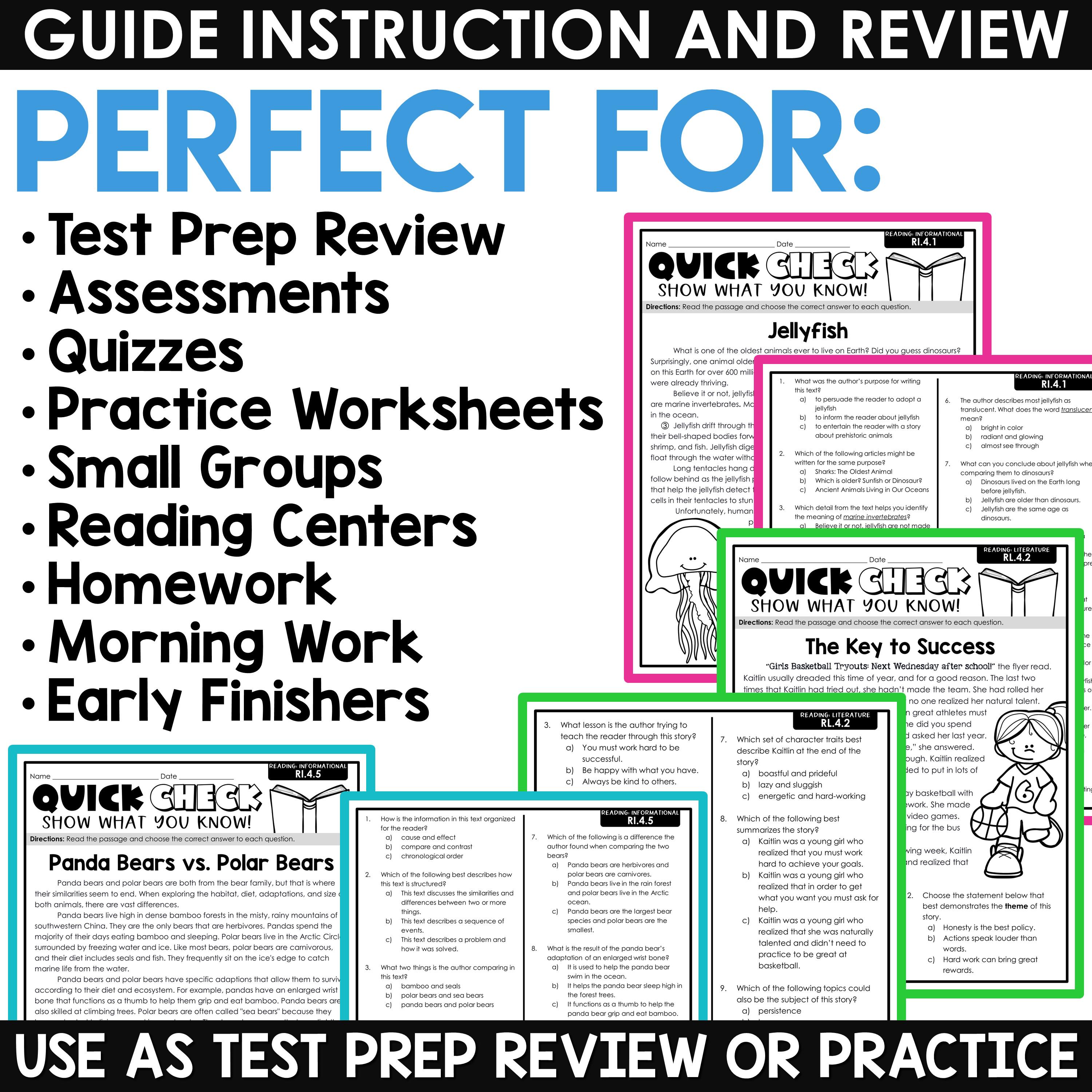 READING COMPREHENSION PRACTICE TEST 4TH GRADE visual data 5