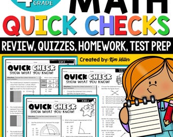 4th Grade Math Worksheet, 4th Grade Math Printable, Fourth Grade Math, 4th Grade Assessments Homework Morning Work Test Prep Review Quizzes