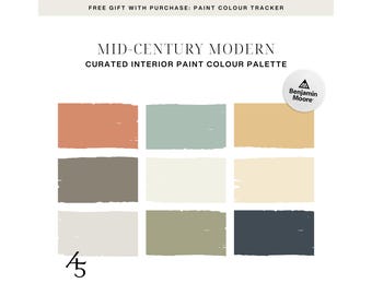 Mid-Century Modern Colour Palette: Benjamin Moore Paint Colour Scheme for Your Home (Digital Download)
