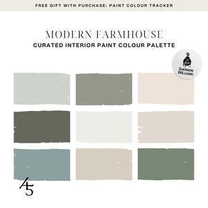 Modern Farmhouse, Whole House Colour Palette, Sherwin-Williams Paint Colours, Interior Design Colour Scheme