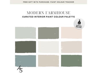 Modern Farmhouse Color Palette: Sherwin-Williams Paint Colour Scheme for Your Home (Digital Download)