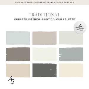 Traditional Colour Palette: Benjamin Moore Paint Colour Scheme for Your Home (Digital Download)