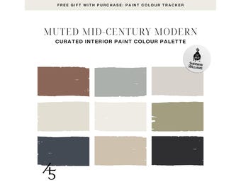 Muted Mid-Century Modern Colour Palette: Sherwin-Williams Paint Colour Scheme for Your Home (Digital Download)
