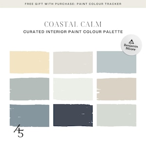 Coastal Calm Colour Palette: Benjamin Moore Paint Colour Scheme for Your Home (Digital Download)