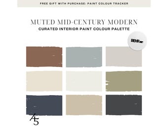 Muted Mid-Century Modern Colour Palette: Behr Paint Colour Scheme for Your Home (Digital Download)