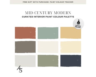 Mid Century Modern Colour Palette: Sherwin-Williams Paint Colour Scheme for Your Home (Digital Download)