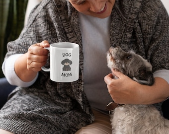 Dog Mom Coffee Mug, Pet Coffee Mug, Hot Chocolate Mug, Ceramic Tea Cup, White Handmade Dog Mug, Dog Coffee Mug