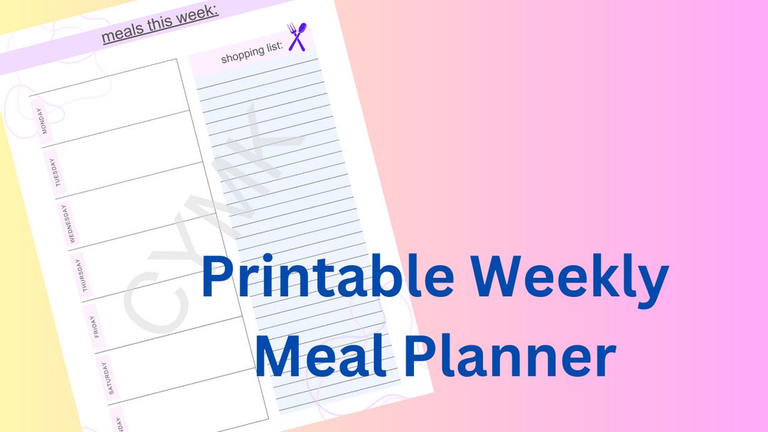 Digital Download: Weekly Meal Planner Retro Design - Etsy