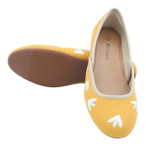 Yellow Floral Juttis: Comfortable Office Ballet Flats
