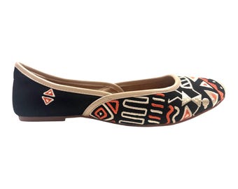 Boho Ballet Flats with Arch Support - Comfortable Juttis Style, Sizes 9-13