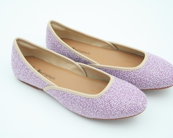Lavender colored Women’s Ballet Flats | Lilac color flats | Office-Ready Unique Flat Shoes | Leather-Lined Suede