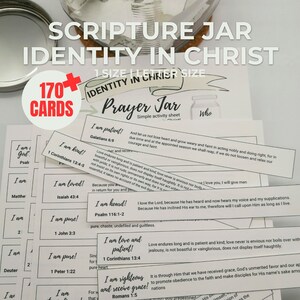 DIY-bijbelpotje Afdrukbare pot Bijbeltekst voor jongens meisjes gebedskaart Christelijk gezin Activiteit Mijn identiteit in Christus groepswerk