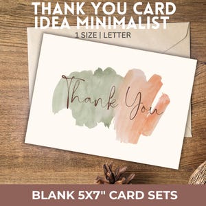 Minimalist Pretty Thank You Card Set 5x7 Printable Note Card Blank Inside Printable Stationery Gratitude Event Thanks Card Print at Home