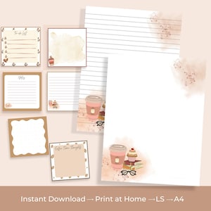 Notepad Coffee To Go Cup Stationary Set Coffee Lover Note pad Paper Printable Lined Paper Note Unlined Memopad Office Stationery Note Taking