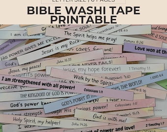Christian Washi Tape Printable Scripture Quote Margin Paper Strip Bible Verse Washi Tape Scrapbook Dunamis Power Holy Spirit Printable Gifts