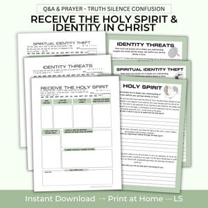 Receive the Holy Spirit Identity in Christ Bible Verse Worksheet Devotional Journal Reflection Journal Scripture Printable Prompt Faith Gift