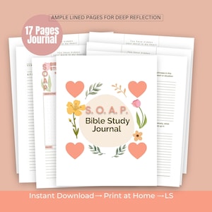 Jabón imprimible Método de estudio bíblico Diario Diseño de estudio bíblico Idea de regalo para grupo de mujeres cristianas Arte de pared con cita bíblica floral Decoración para el cuarto de oración