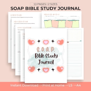 Soap Bible Method Scripture Study Heart Themed Journal Page Printable Christian Woman Activities Women Ministry Teen Girl Christian Gift