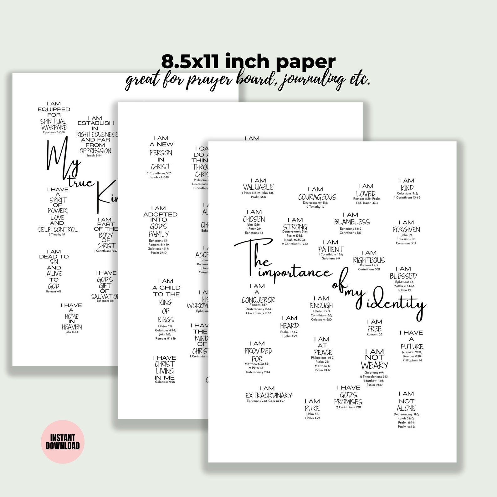 Identity in Christ Worksheet Printable Christian Identity Journal Idea ...
