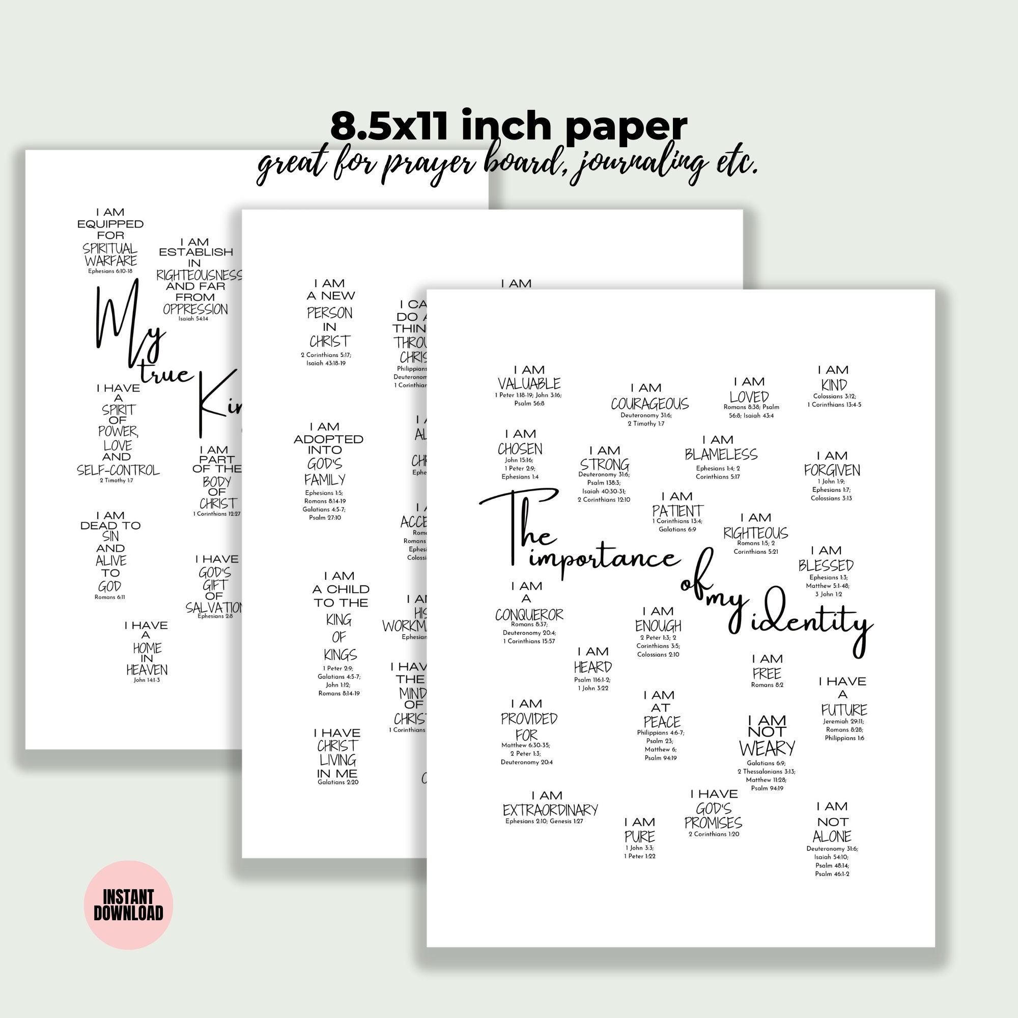 Identity in Christ Worksheet Printable Christian Identity Journal Idea ...