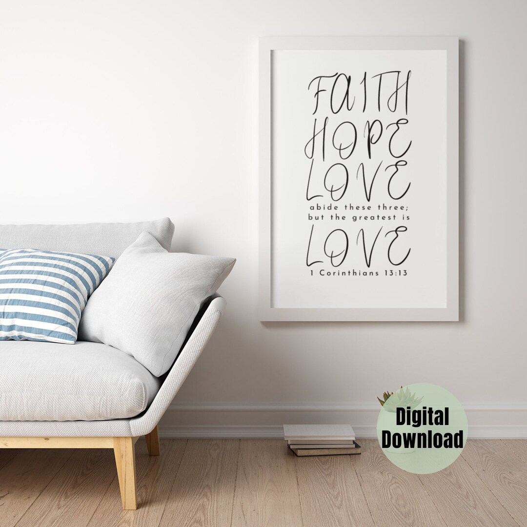 Faith Hope Love Art Prayer Wall Decor Quote Bible Verse Christian Wall Art Bible Verse Christian
