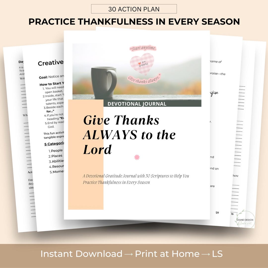 Give Thanks to the Lord Printable Daily Devotional Journal Prompt Idea ...
