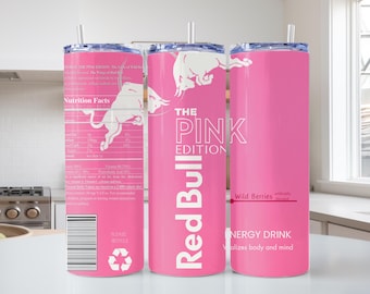 Redbull Pink Edition Tumbler Designs, 20oz Skinny Tumbler Wrap, 9.35 in x 8 in - PNG Digital Download, DIGITAL ONLY