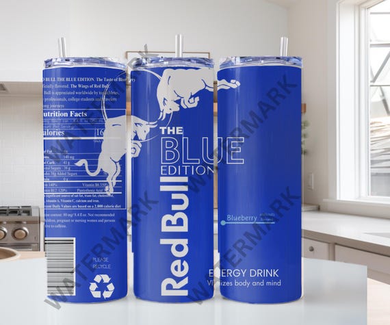 RedBull Blue Edition Tumbler Designs, 20oz Skinny Tumbler Wrap, 9.35 in x 8 in - PNG Digital Download, DIGITAL ONLY