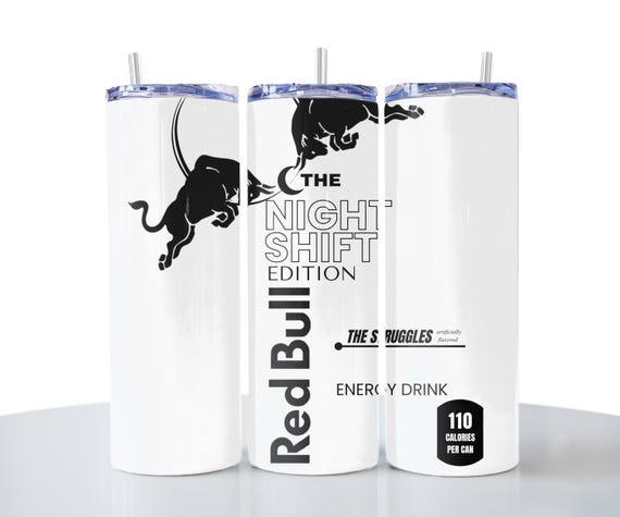 Night Shift Edition Redbull Tumbler Designs, 20oz White Skinny Night Shift Edition Redbull Tumbler Designs, 20oz White Skinny