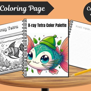 X-Ray Tetra Coloring Child activity book | Kids coloring books | Jungle book | Tracing Coloring Worksheets for Kids Coloring | Party Prints