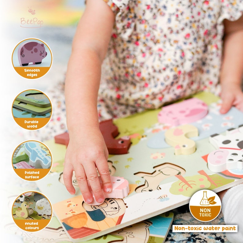 Wooden Educational Puzzles for Toddlers 13 Years Old 3 Pack of