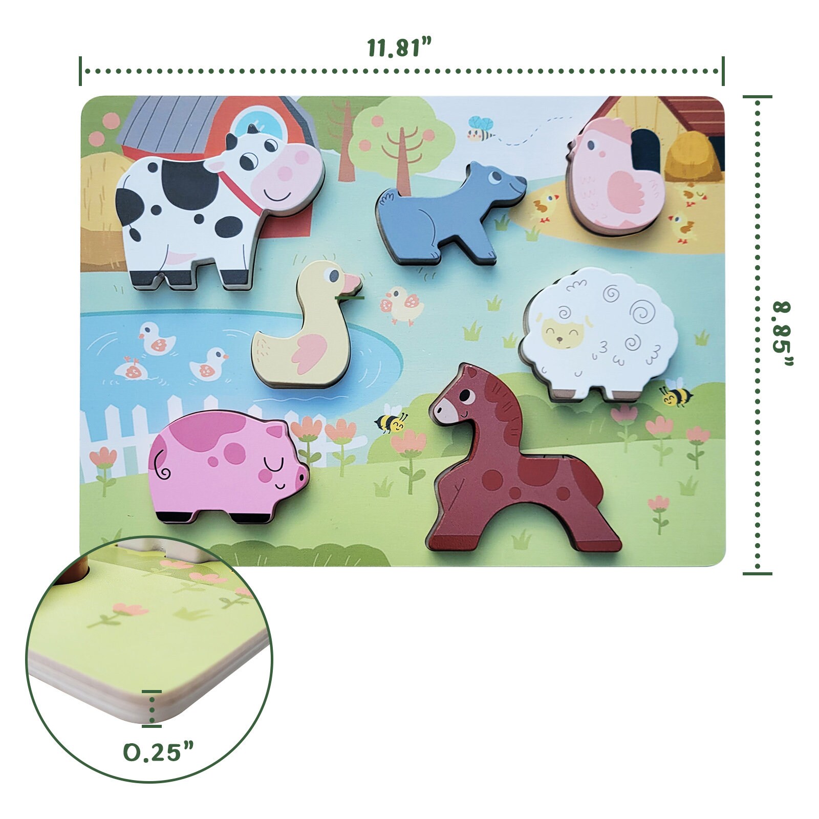 Wooden Educational Puzzles for Toddlers 13 Years Old 3 Pack of