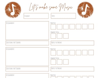 Music Lesson Assignment and Practice Chart