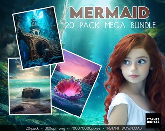 Fondo digital de Castillo de Sirena: Paquete de 20 fondos oceánicos (Descarga digital)