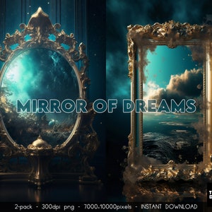 Mirror of Dreams Digital Backdrops, Fantasy Mirror Digital Backdrop Overlay, Mirror Maternity Digital Backdrops for Photoshop